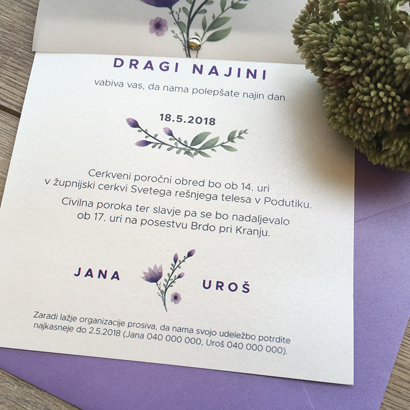 Poročno vabilo: Violeta 3 Poročno vabilo: Violeta 3
