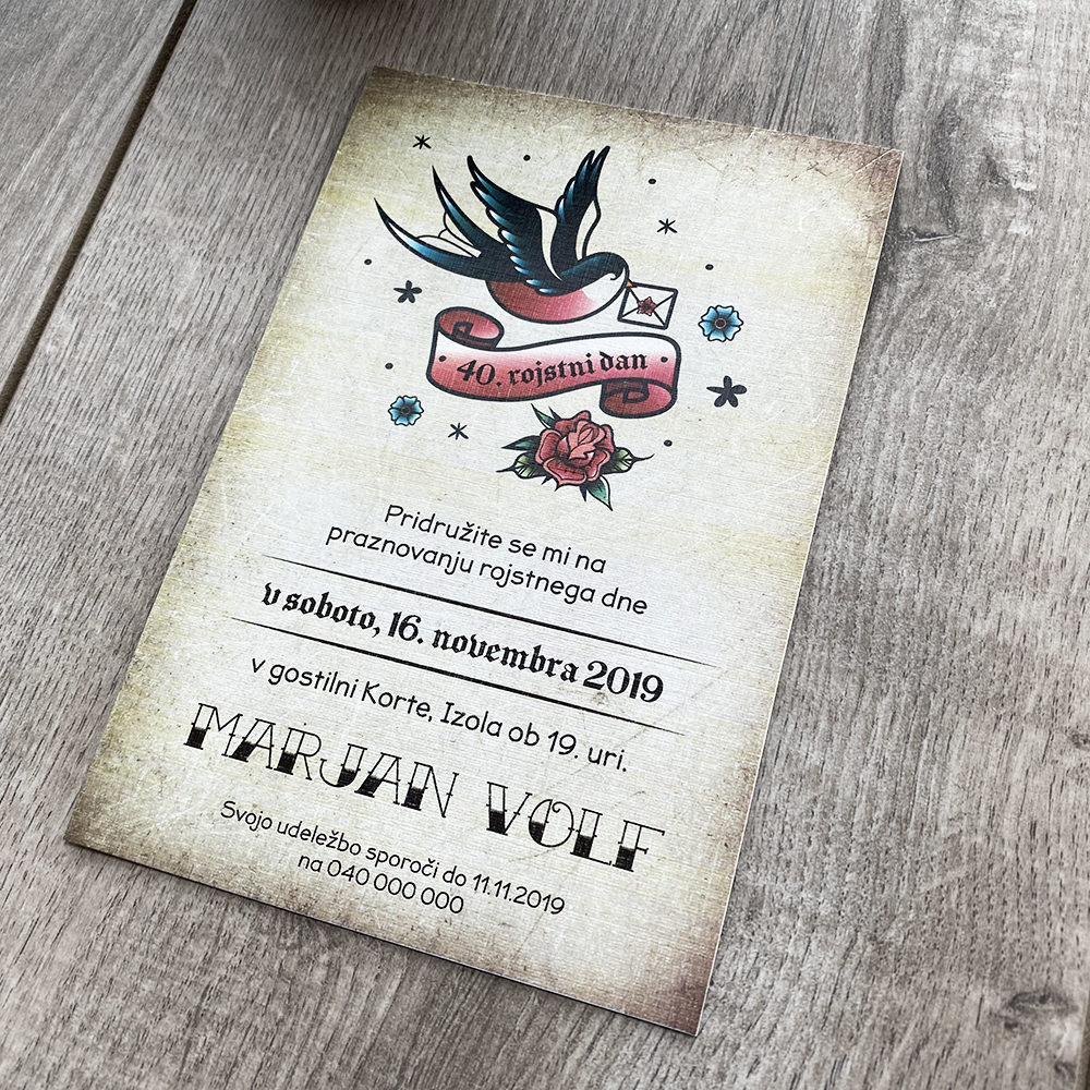 Vabilo za 40. rojstni dan: Tattoo Vabilo za 40. rojstni dan: Tattoo
