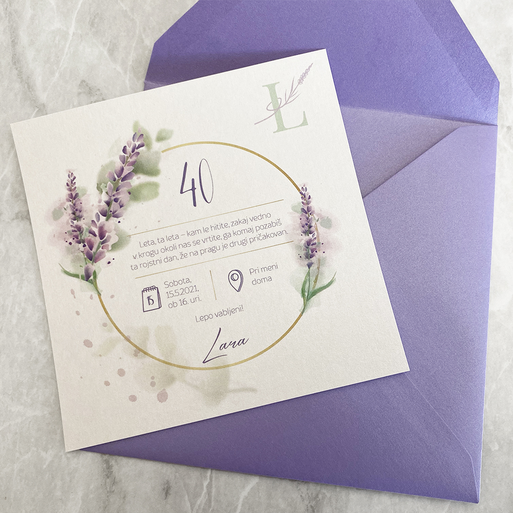 Vabilo za rojstni dan: Lavanda 2 Vabilo za rojstni dan: Lavanda 2