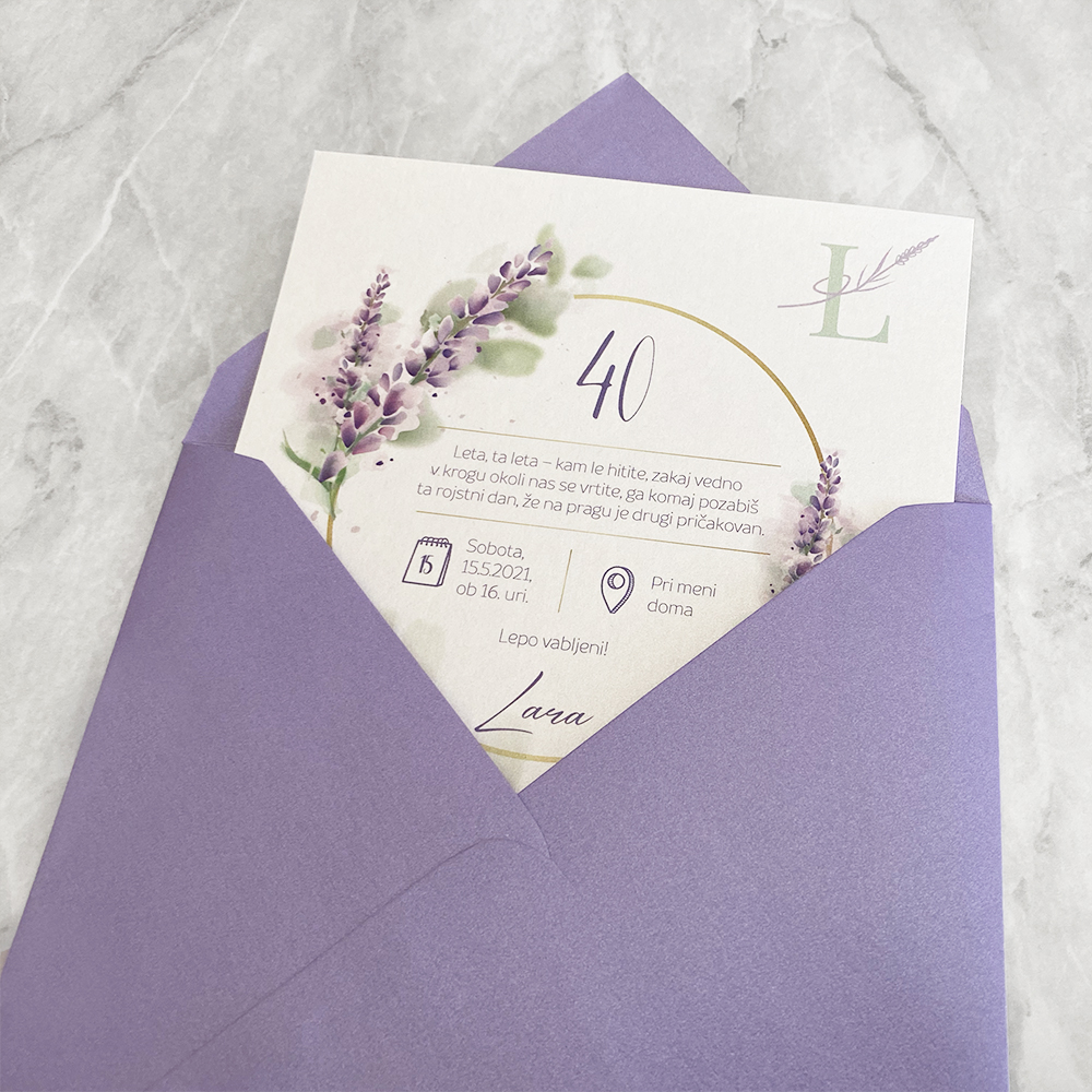 Vabilo za rojstni dan: Lavanda 3 Vabilo za rojstni dan: Lavanda 3