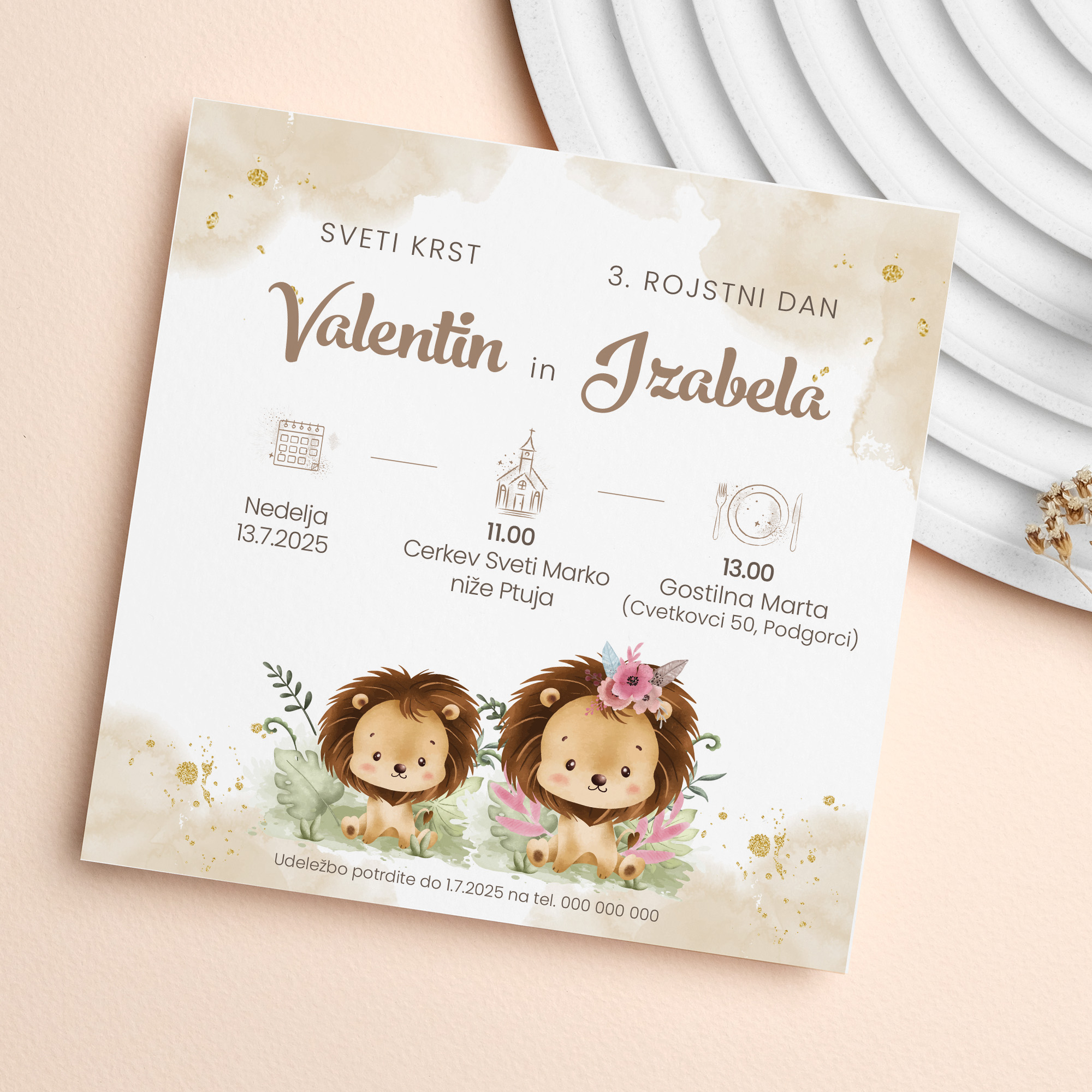 Vabilo za skupno praznovanje - krsta in rojstnega dne