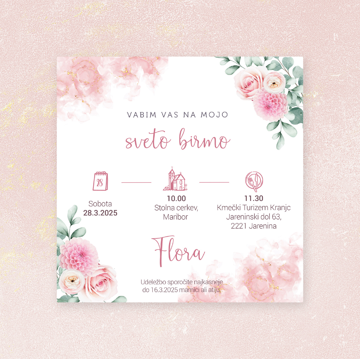 Vabilo za sveto birmo: Potonike