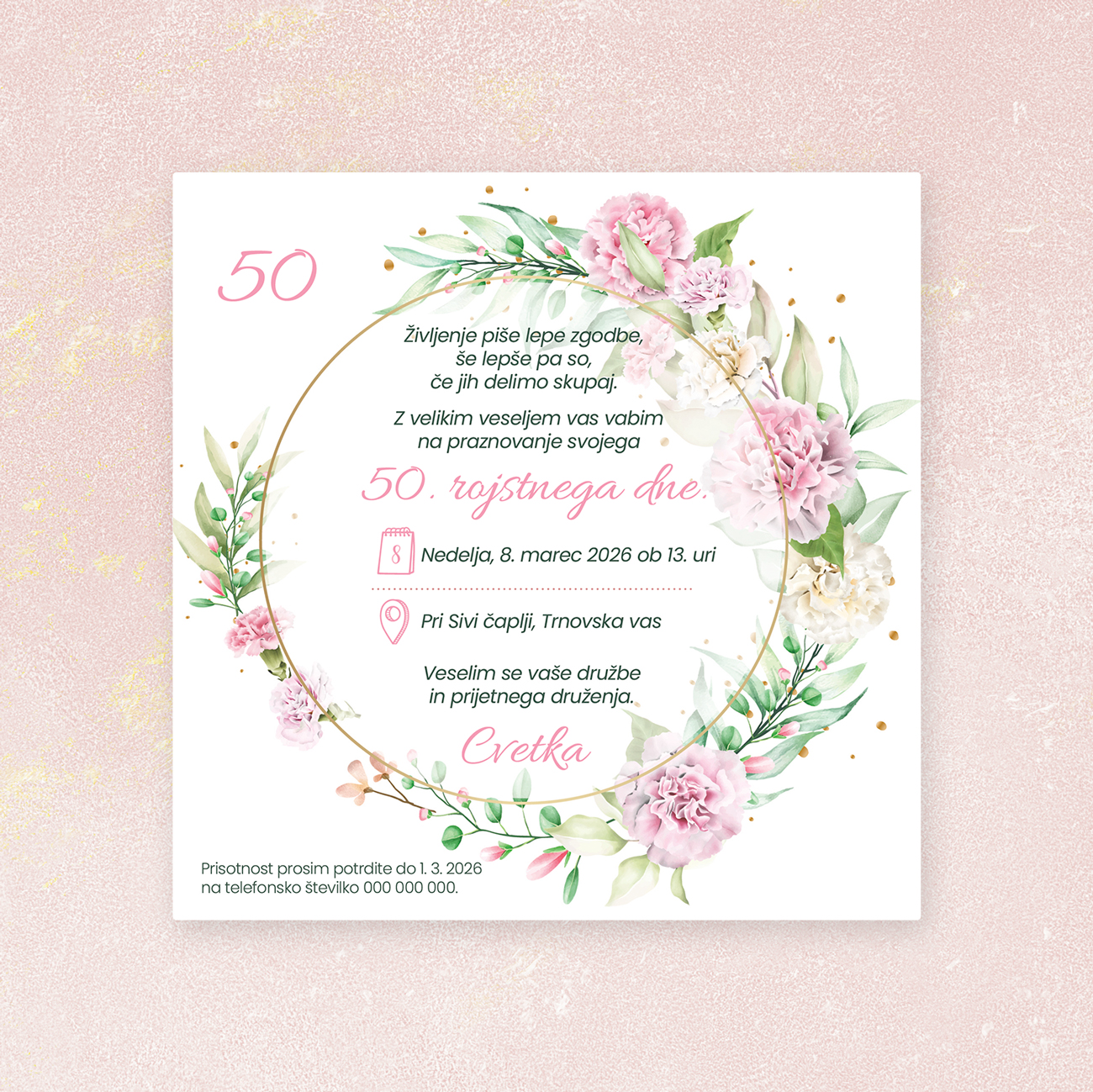 Vabilo za rojstni dan: Cvetka