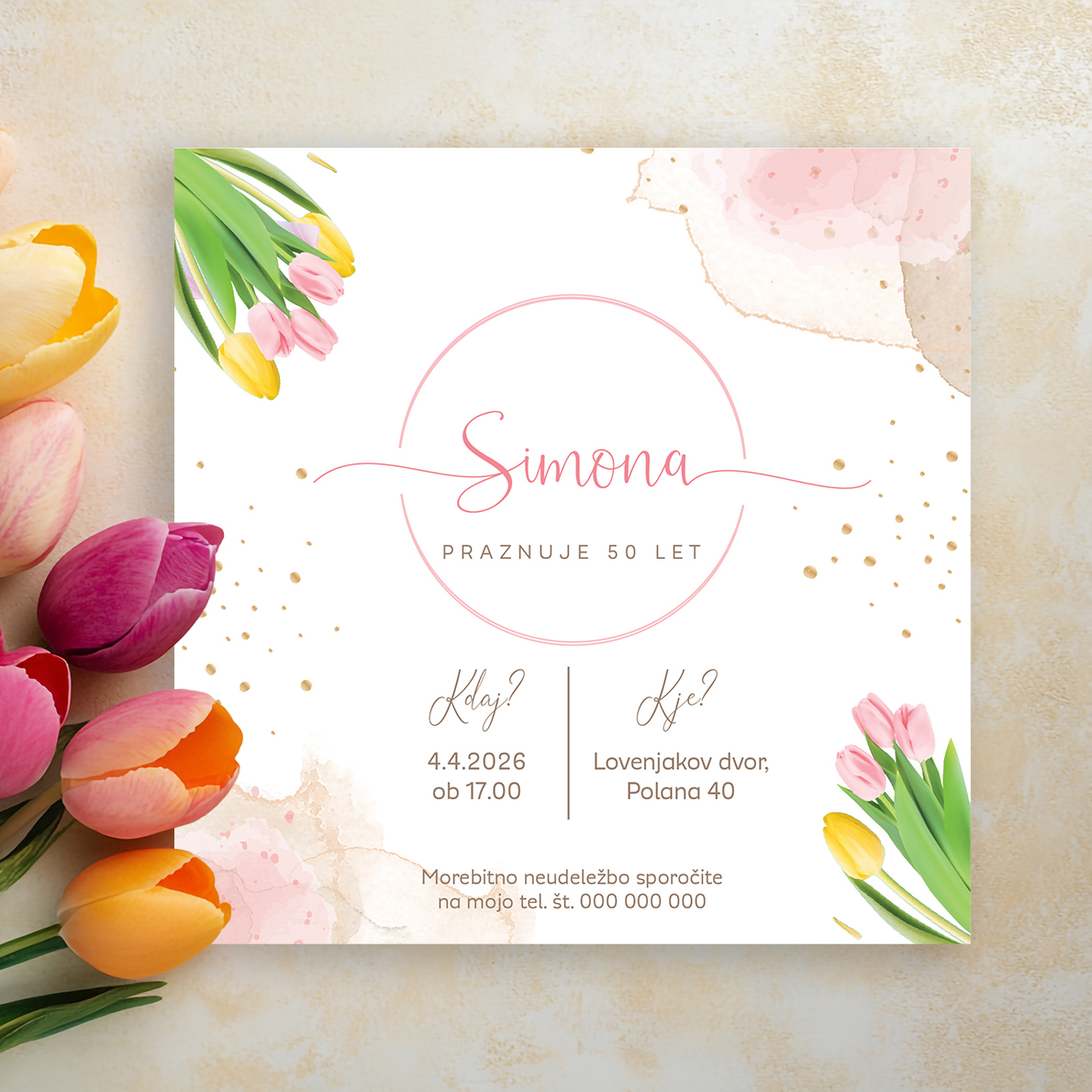 Vabilo za rojstni dan: Tulipani