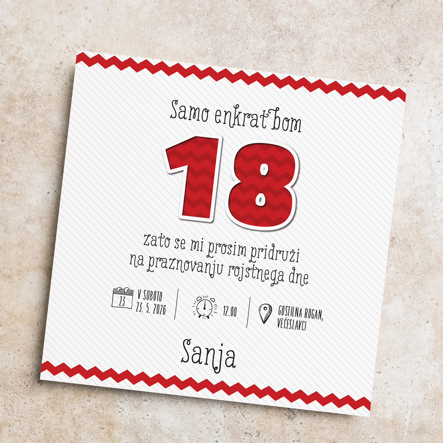 Vabilo za 18. rojstni dan: Samo enkrat bom 18