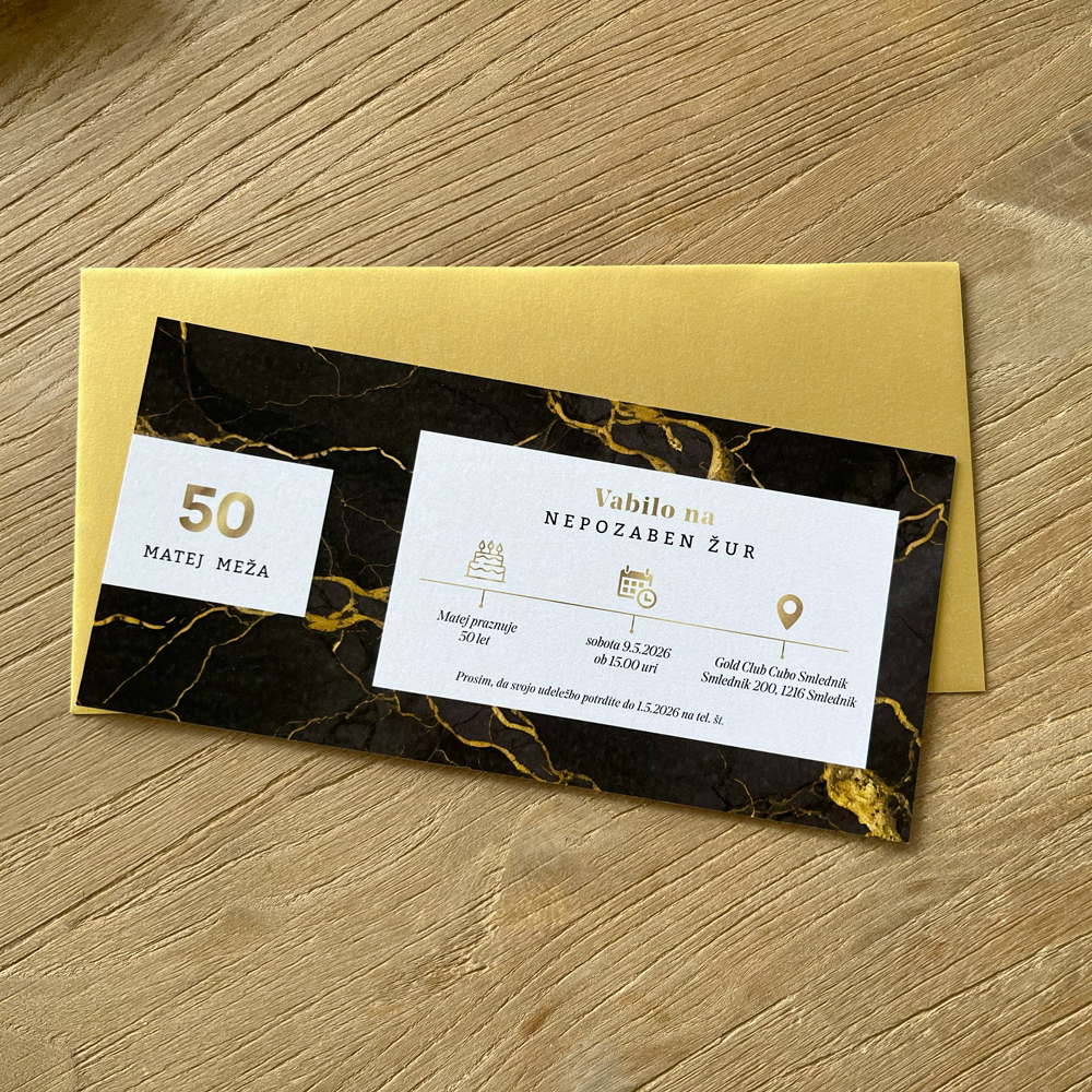 Vabilo za rojstni dan: Black & Gold
