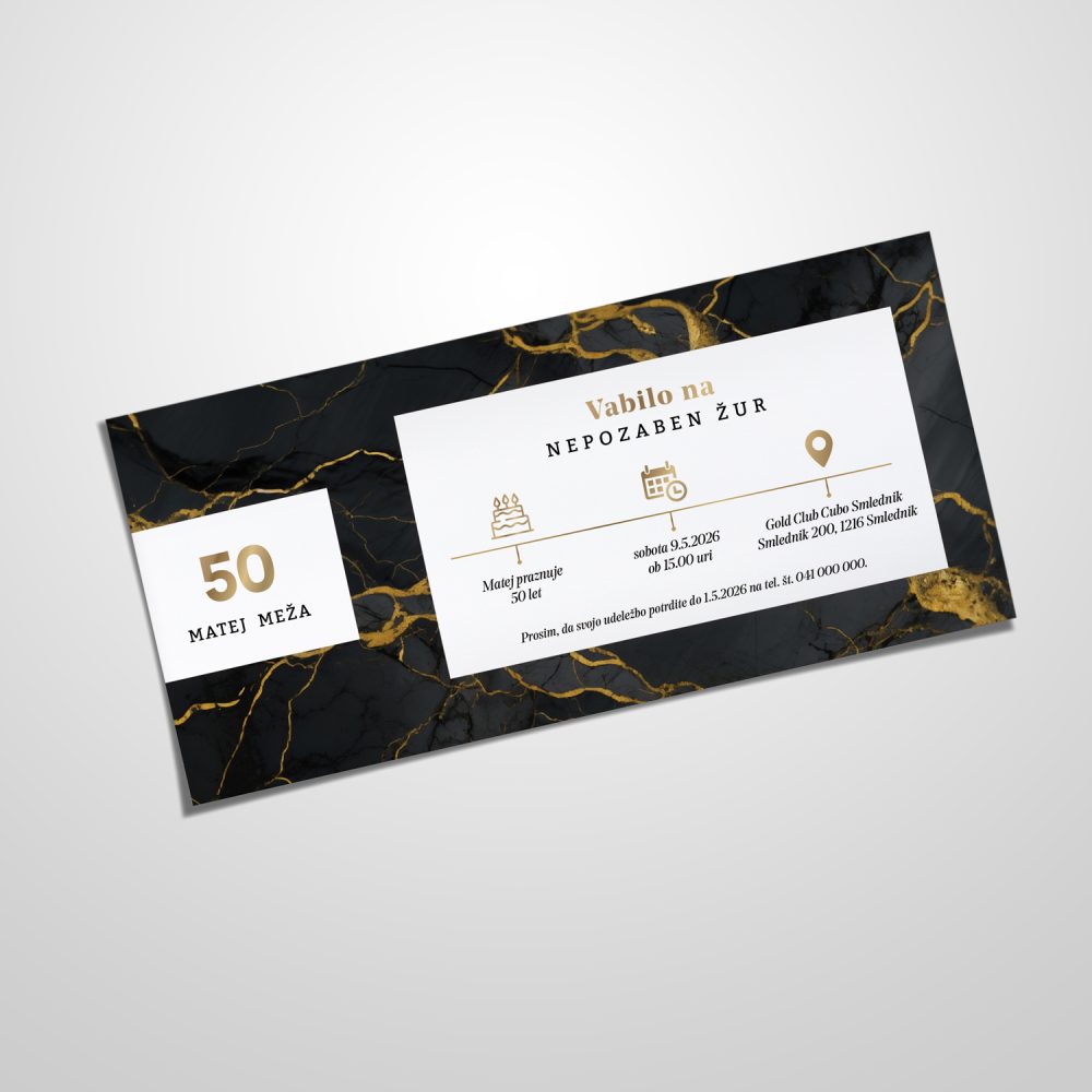 Vabilo za rojstni dan: Black & Gold 3
