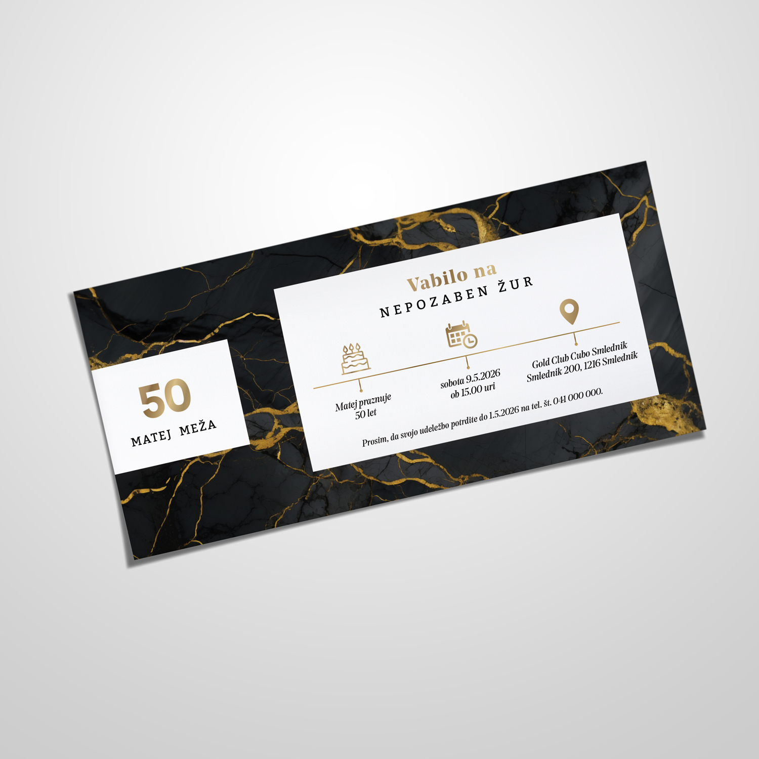 Vabilo za rojstni dan: Black & Gold 3