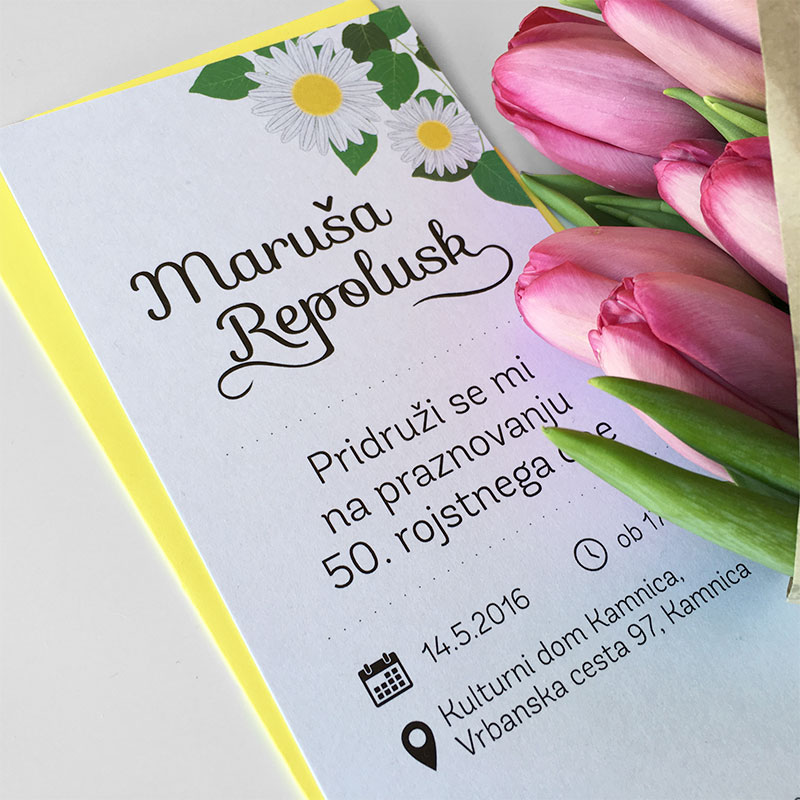 Vabilo za 50. rojstni dan: Marjetice – 4.2 Vabilo za 50. rojstni dan: Marjetice – 4.2